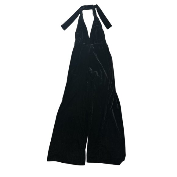 Zara Velvet Halter Jumpsuit Black Sz L - Picture 8 of 11